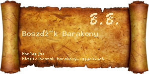 Boszák Barakony névjegykártya